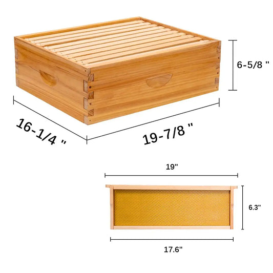 MayBee Hives Unassemble 10 Frame Medium Super Bee Box Wax Coated Bee Hives Includes Wooden Frames , Waxed Foundations